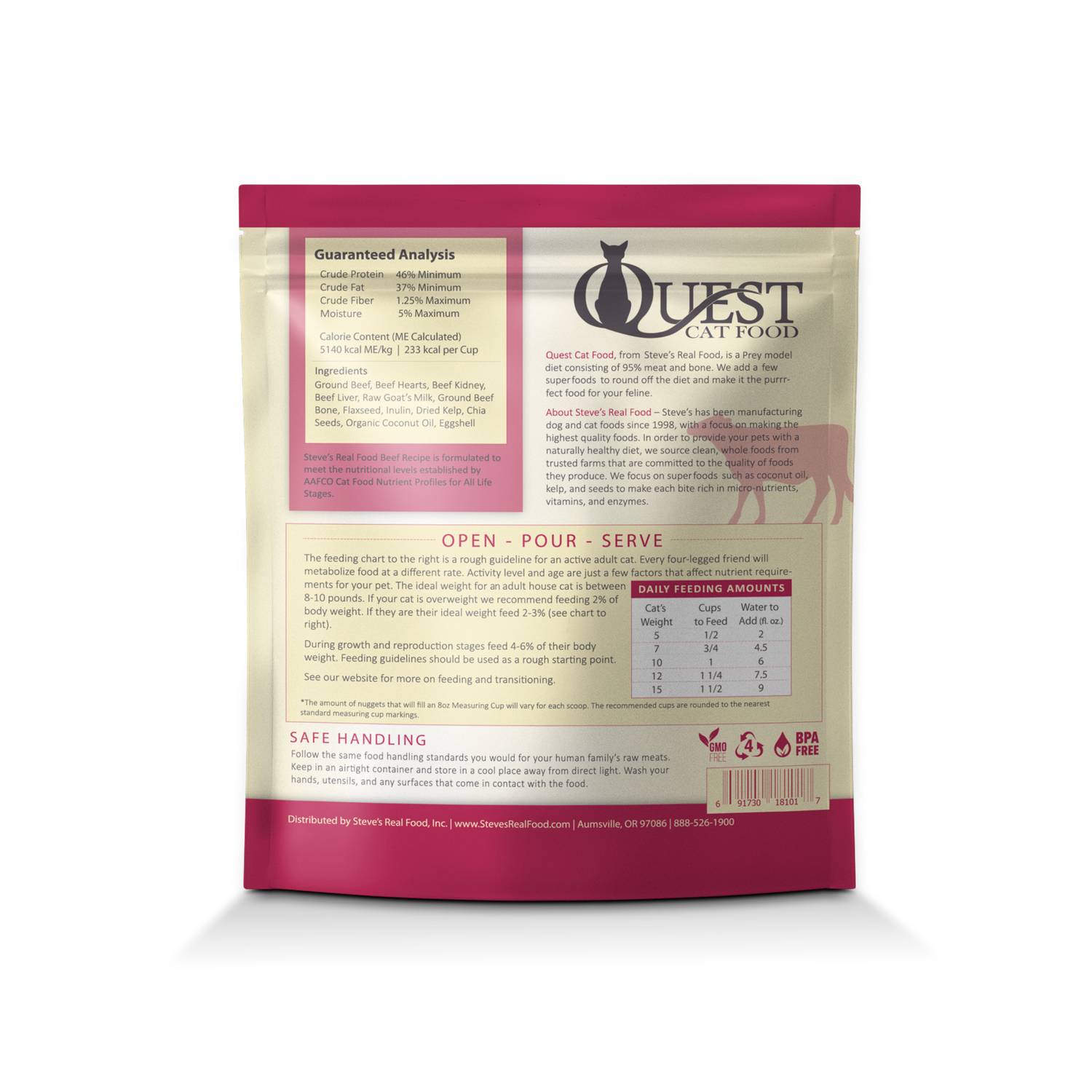 Quest's Cat Food Freeze Dried Beef Bite Size Nugget